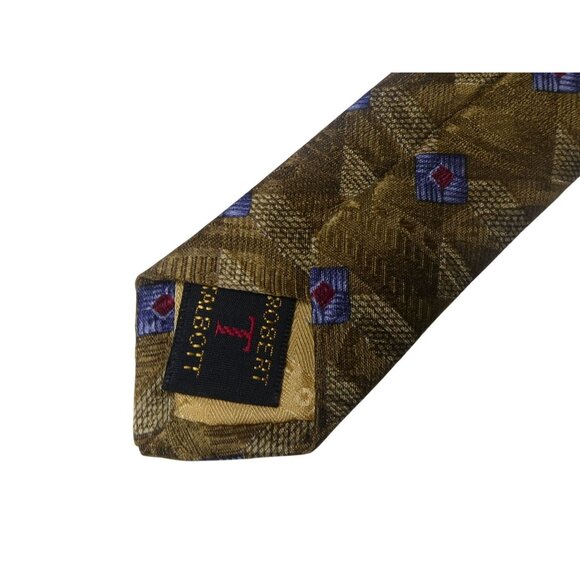 Robert Talbott Men's‎ Best of Class Nordstrom Extra Long Gold Checkered Tie - Picture 3 of 5